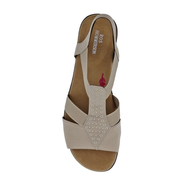 Ros Hommerson Taupe Miriam Sandals Women’s Size 8 Wide T-Strap Elegant NEW - Picture 7 of 9